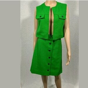 Vintage 1950's Women's Green Tweed Skirt Suit